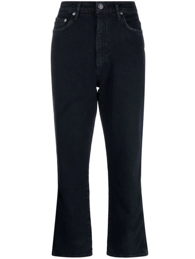 Shop Agolde High-waist Cropped Jeans In Black