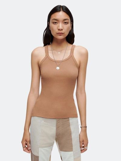 Shop Re/done Ribbed Tank Top In Caramel