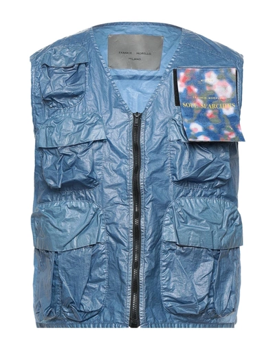 Shop Frankie Morello Man Jacket Slate Blue Size S Polyamide