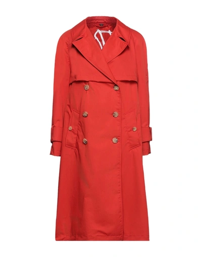 Shop Sealup Woman Overcoat Red Size 6 Cotton, Polyurethane
