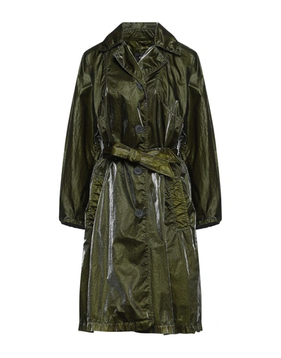 Shop Ahirain Woman Overcoat Military Green Size S Polyurethane, Polyamide
