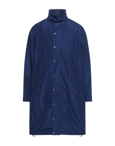 Shop Ermanno Scervino Man Overcoat Blue Size 42 Polyester, Viscose