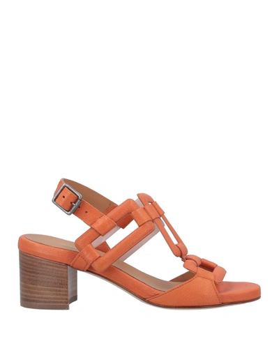 Shop Anna F . Woman Sandals Orange Size 10 Soft Leather