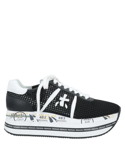 Premiata Beth Sneakers In Black Leather And Fabric In Black