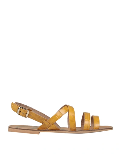 Shop Cuplé Woman Sandals Ocher Size 6 Soft Leather In Yellow