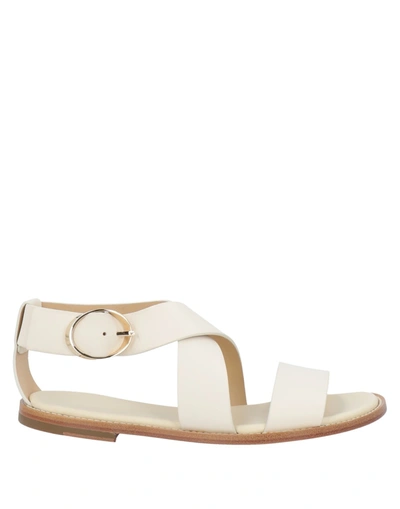 Shop Doucal's Woman Sandals Ivory Size 6 Soft Leather In White