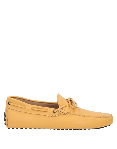 Shop Tod's Man Loafers Ocher Size 9 Soft Leather In Yellow