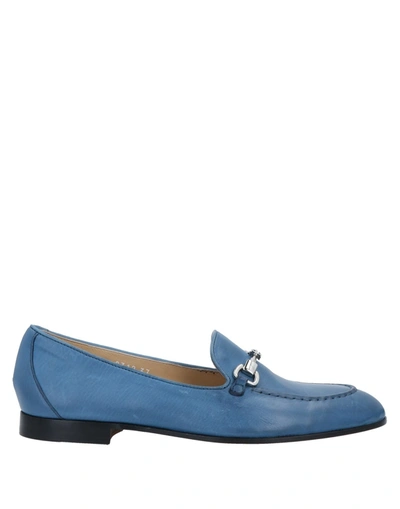Shop Doucal's Woman Loafers Pastel Blue Size 6 Soft Leather
