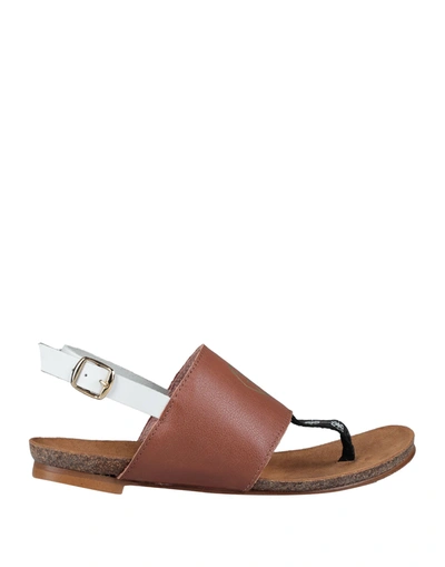 Shop Cuplé Woman Thong Sandal Brown Size 7 Soft Leather