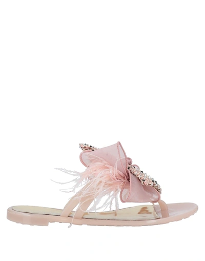 Shop Loriblu Woman Thong Sandal Pastel Pink Size 6 Pvc - Polyvinyl Chloride, Textile Fibers