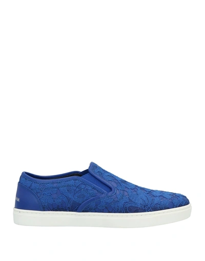 Shop Dolce & Gabbana Woman Sneakers Blue Size 4 Textile Fibers, Soft Leather