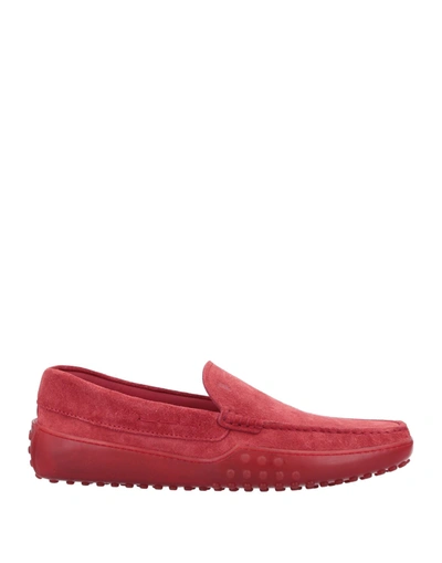 Shop Tod's Man Loafers Red Size 9 Leather