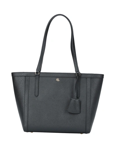 Shop Lauren Ralph Lauren Crosshatch Leather Medium Clare Tote Woman Handbag Black Size - Bovine Leather