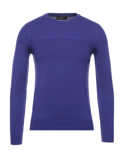 Shop Liu •jo Man Man Sweater Purple Size 3xl Cotton, Polyester, Polyamide, Acrylic, Wool