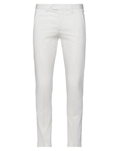 Shop Exibit Man Pants Ivory Size 38 Cotton, Elastane In White