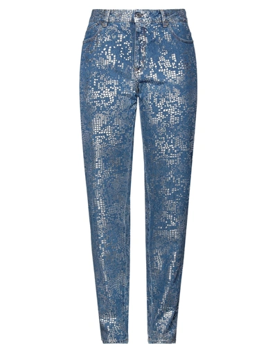 Shop Just Cavalli Woman Jeans Blue Size 30 Cotton, Bovine Leather