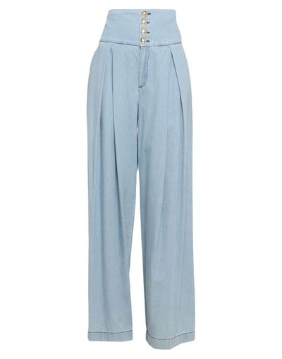 Shop Giulia N Woman Denim Pants Blue Size M Cotton