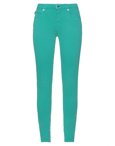Shop Love Moschino Woman Jeans Green Size 31 Cotton, Lyocell, Elastomultiester, Elastane