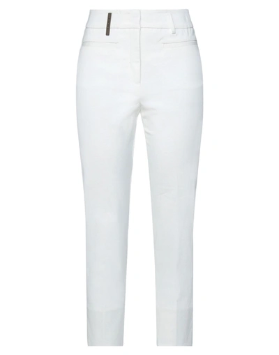 Peserico Woman Pants White Size 10 Cotton, Elastane In White