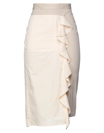 Shop Hache Woman Midi Skirt Beige Size 8 Cotton, Elastane