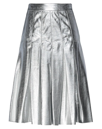 Shop Golden Goose Woman Midi Skirt Silver Size 4 Ovine Leather