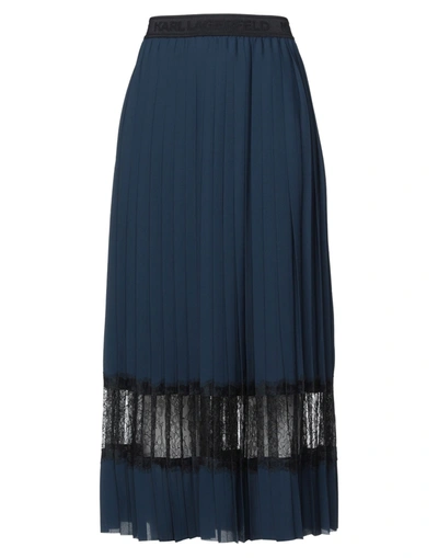 Shop Karl Lagerfeld Woman Long Skirt Midnight Blue Size 4 Polyester, Nylon