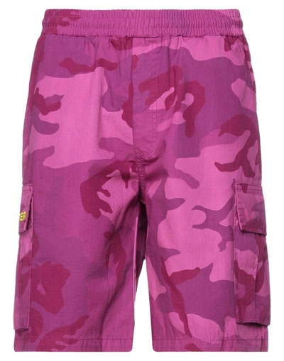Shop Iuter Man Shorts & Bermuda Shorts Fuchsia Size Xs Cotton In Pink