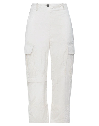 Shop Erika Cavallini Woman Pants Ivory Size 4 Polyester, Cotton, Metal In White