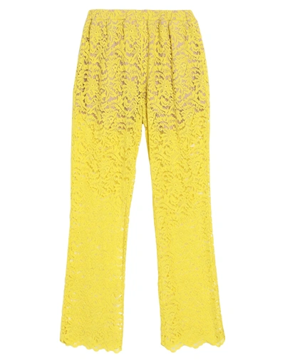 Shop Semicouture Woman Pants Yellow Size 6 Cotton, Polyamide