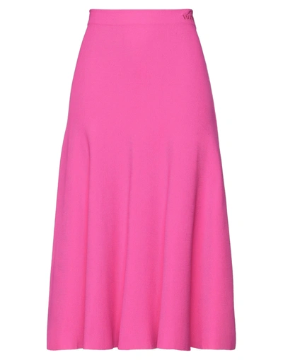 Shop Valentino Garavani Woman Midi Skirt Fuchsia Size Xs Viscose, Polyester