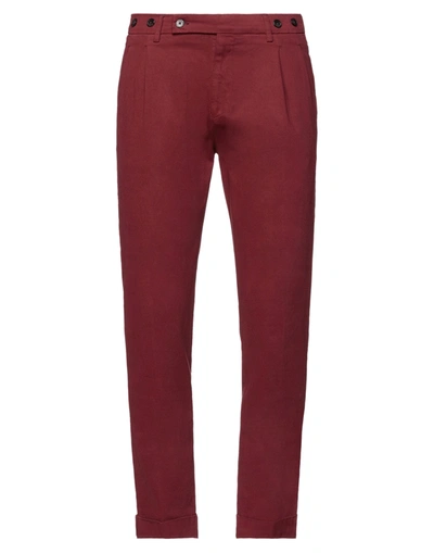 Shop Berwich Man Pants Burgundy Size 28 Cotton, Lyocell, Elastane In Red