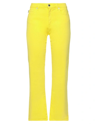 Shop Love Moschino Woman Jeans Yellow Size 26 Cotton, Lyocell, Elastomultiester, Elastane