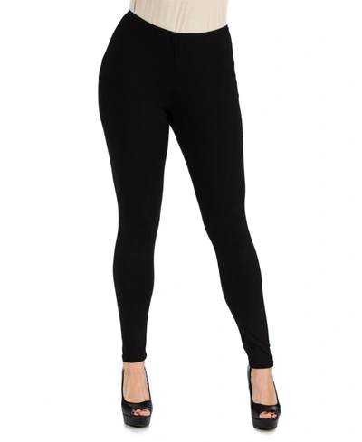 Shop 24seven Comfort Apparel Women's Stretch Ankle Length Leggings In Black