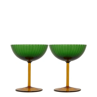 Shop La Doublej Champagne Coupe Set Of 2 In Verde