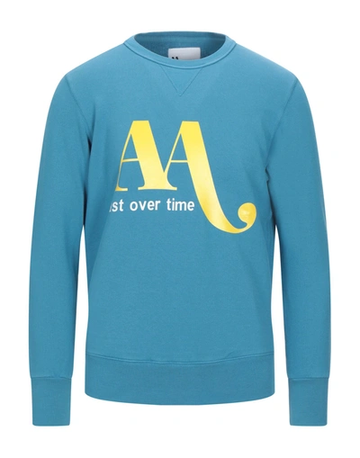 Shop Doppiaa Man Sweatshirt Azure Size M Cotton In Blue