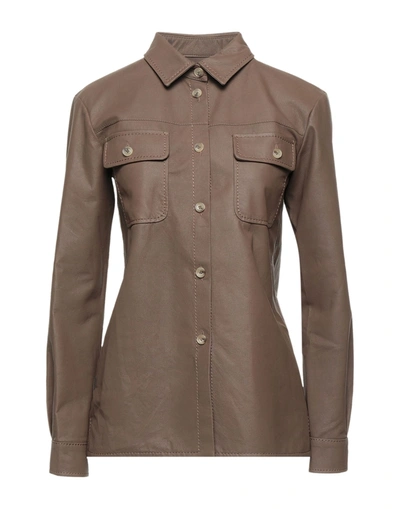 Shop Armani Collezioni Woman Shirt Cocoa Size 4 Goat Skin In Brown