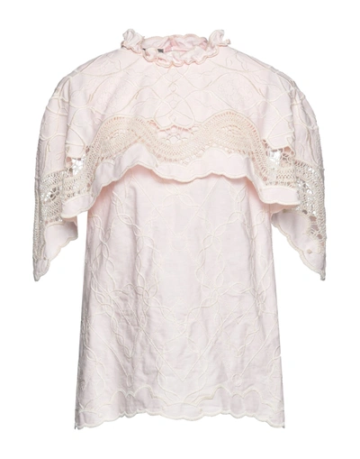 Shop Alberta Ferretti Woman Top Light Pink Size 6 Cotton