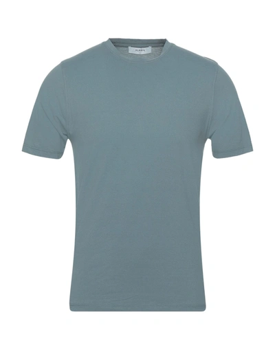 Shop Alpha Studio Man T-shirt Pastel Blue Size 42 Cotton, Elastane