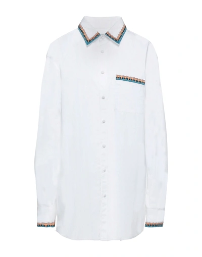 Shop Valentino Garavani Man Shirt White Size 16 Cotton, Polyester, Viscose