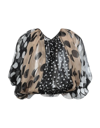 Dolce & Gabbana Polka-dot Silk Organza Blouse In Beige