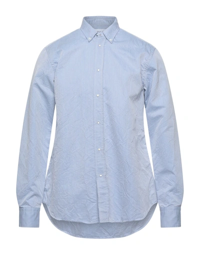 Shop Aglini Man Shirt Blue Size 16 Polyester, Cotton
