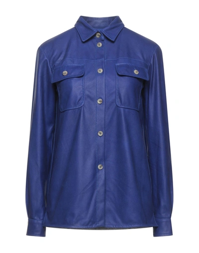 Shop Armani Collezioni Woman Shirt Blue Size 8 Goat Skin