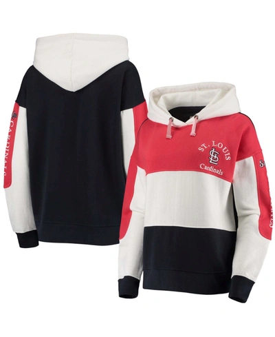 Shop Soft As A Grape Women's Red And Navy St. Louis Cardinals Rugby Pullover Hoodie In Red/navy