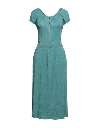 Shop Elisabetta Franchi Woman Midi Dress Turquoise Size 4 Viscose, Polyester In Blue
