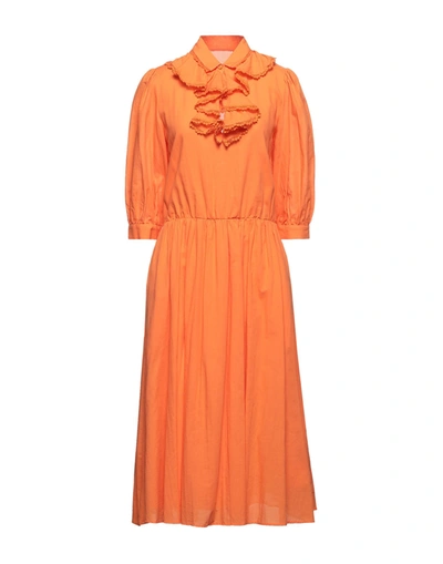 Shop Be Blumarine Woman Midi Dress Orange Size 8 Cotton