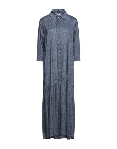 Shop Circolo 1901 Woman Maxi Dress Midnight Blue Size 8 Cotton In Dark Blue