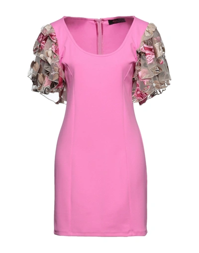 Shop Giulia N Woman Short Dress Fuchsia Size S Polyester, Polyamide, Elastane In Pink
