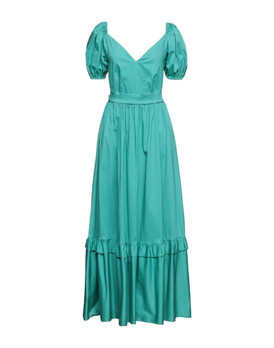 Shop Actualee Woman Long Dress Emerald Green Size 6 Cotton, Elastane