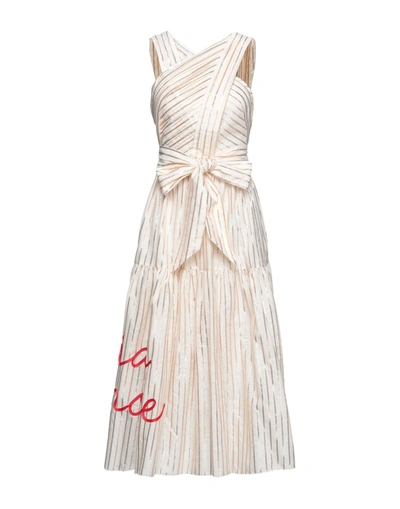 Shop Giada Benincasa Woman Midi Dress Beige Size M Cotton, Metallic Polyester