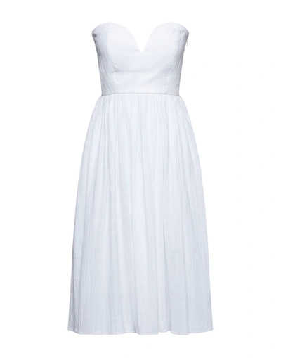 Shop Les Prairies De Paris Woman Midi Dress White Size 3 Cotton